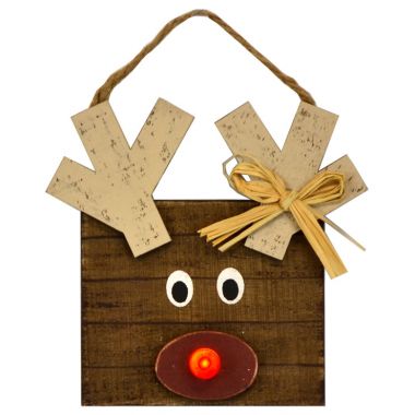8″ LED Wood Reindeer Ornament