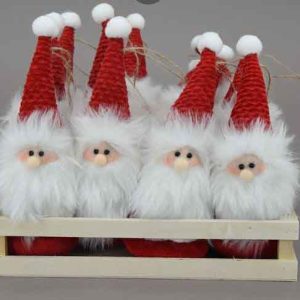 6″ Plush Santa Ornament in Wooden Crate