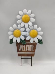 18″ Flower Pot Welcome Stake