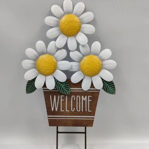 18″ Flower Pot Welcome Stake
