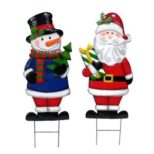 36″ Snowman & Santa Stake