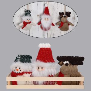 Plush Holiday Ornament in Wooden Crate